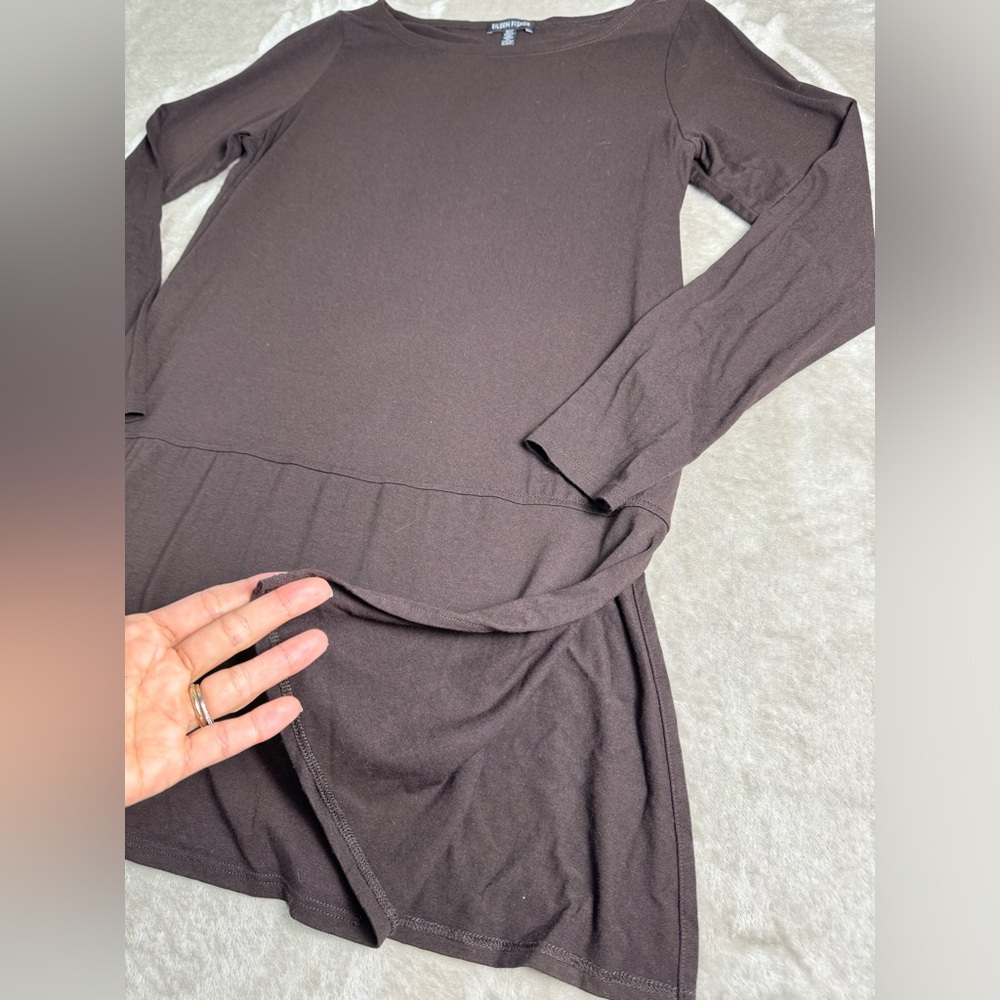 Eileen Fisher Tunic Long Top‎ Blouse Medium Rye Brown - Picture 4 of 9